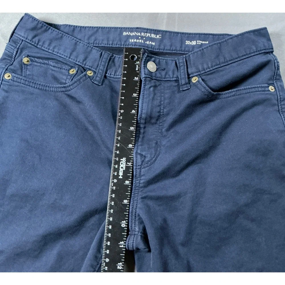 Banana Republic Travel Jean Mens 32x30 Athletic Fit Navy Blue Washwell Pants
